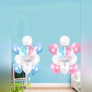 GENDER Reveal Balloon Set Party Decorations For Baby Shower Pink, Blue and White